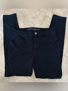 American Eagle High Waisted Black Knit Super Stretch Jeggings 12 X Long